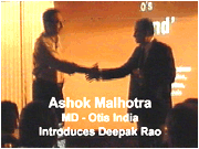 Otis India Managing Director - Introduces Deepak Rao at their International Management Meet